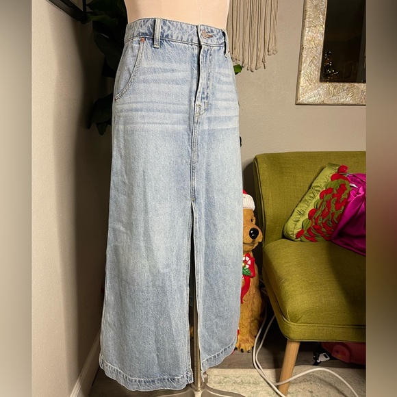 Frye Front Slit Denim Jean Skirt - Picture 3 of 11